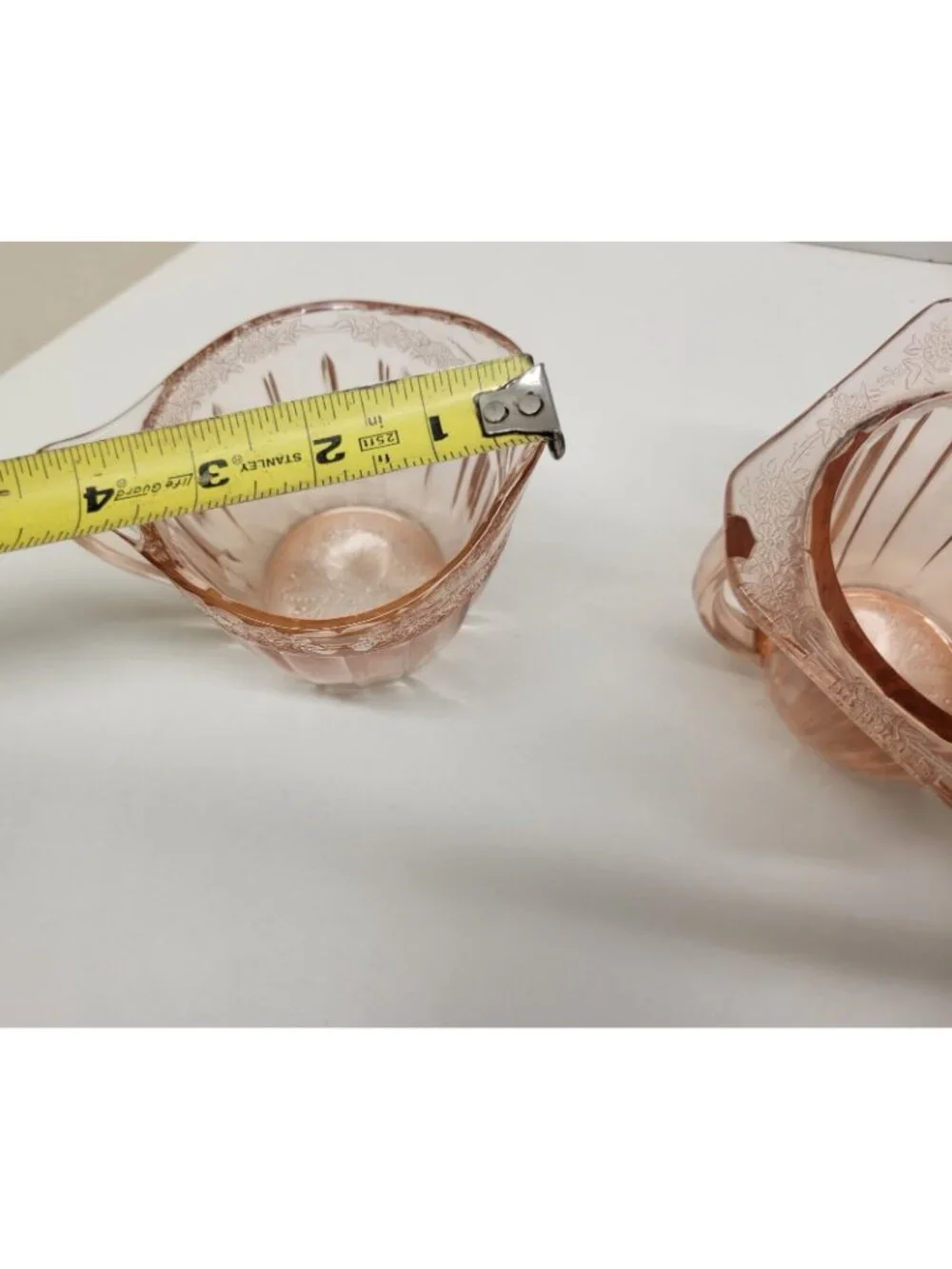 Jeannette Vintage Pink Depression Glass Adam Sugar Bowl & Creamer Set